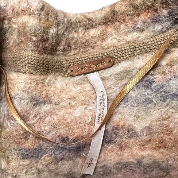 Free People Alpaca Wool Blend Multi Colored Cropped Sweater Size Small - Picture 3 of 6